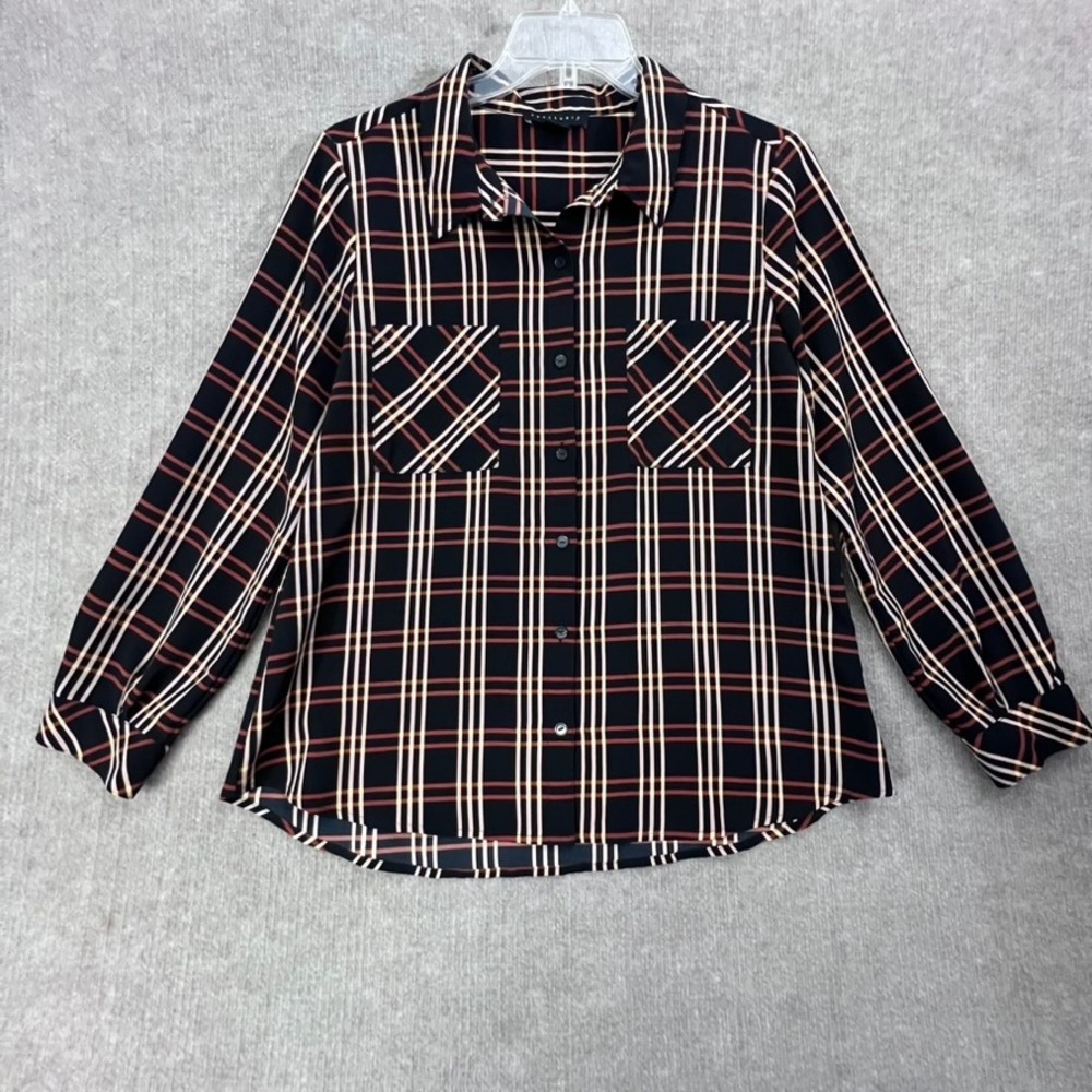 Sanctuary Plaid Button Down Shirt Womens XL Long Sleeve‎ Career Casual